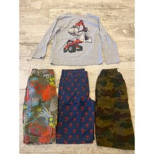 Boys 3 Piece Outfit Long Sleeve Shirt and Cargo Shorts Set Size 10